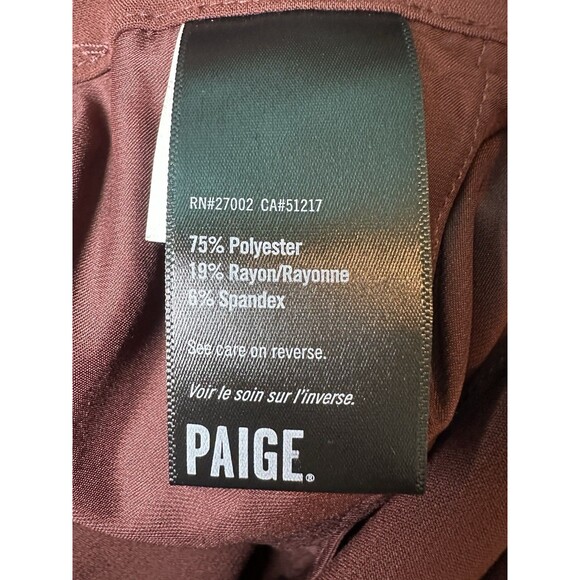 PAIGE Women's Aracelli Cuffed Hem High‎ Waist Dress Pants Mahogany SIZE 12 NWT - Picture 5 of 10